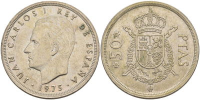 Испания 50 песет 1975 (78) Хуан Карлос I (1975-2014) KM 809 медно-никель UNC 4593-423