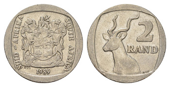 ЮАР 2 ранда 1989 KM 139 медь плакированная никелем 4626-1012