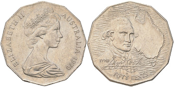 Австралия 50 центов 1970 200 лет австралийскому путешествию капитана Кука KM 69 медно-никель UNC 4512-916