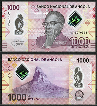 Ангола 1000 кванза 2020 Антонио Агостиньо Нето, Пик Лувили, Уамбо Pick 162 пластик UNC (пресс) 000-00-00