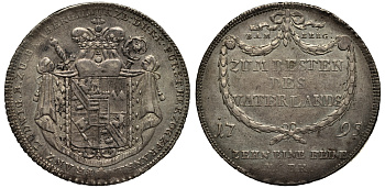 Бамберг 1 талер 1795 Франц Людвиг фон Эрталь (1779-1795), Нюрнберг контрибуция KM 146, Dav. 1939, Krug. 427 серебро 00-821-69