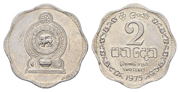 Шри-Ланка 2 цента 1975 KM 138 алюминий UNC 4627-1048