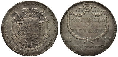 Бамберг 1 талер 1795 Франц Людвиг фон Эрталь (1779-1795), Нюрнберг контрибуция KM 146, Dav. 1939, Krug. 427 серебро 00-821-69