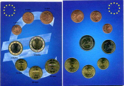 ФРГ евронабор из 8 монет 2002 D  биметалл  UNC  1-6-2-46