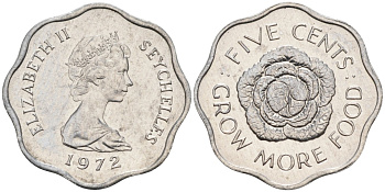 Сейшельские острова 5 центов 1972 FAO, цветок, Елизавета II KM 18 алюминий UNC 4588-632