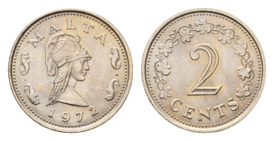Мальта 2 цента 1972 Пентесилея, царица амазонок KM 9 медно-никель UNC 51-5233