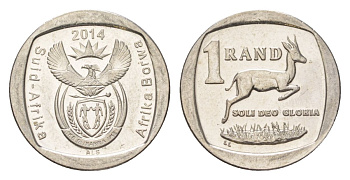 ЮАР 1 ранд 2014 медь плакированная никелем UNC 4627-569