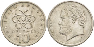 Греция 10 драхм 1984 Демокрит KM 132 медно-никель 3996-952