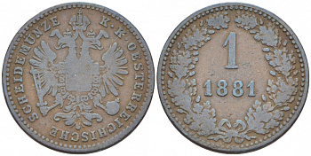 АВСТРИЯ 1 КРЕЙЦЕР 1881 КК KM 2186 медь 3309-922