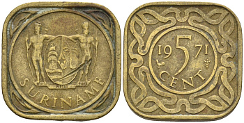 Суринам 5 центов 1971 KM 12 никель латунь 4586-614