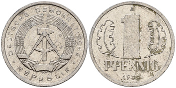 ГДР 1 пфенниг 1985 A KM 8.2 алюминий 188-1153