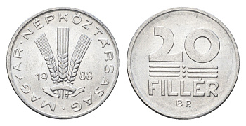 Венгрия 20 филлеров 1988 BP KM 573 алюминий 4668-137