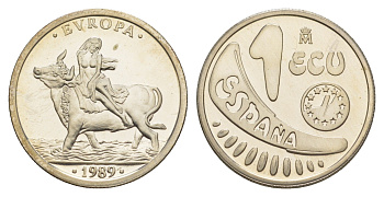 Испания 1 экю 1989 Похищения Европы X M23 серебро PROOF 1083-5-62