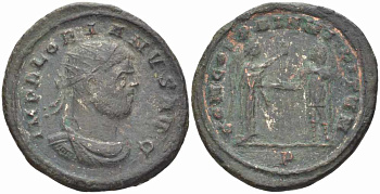 Римская Империя аврелианиан 276 Флориан CONCORDIA MILITVM Кизик Good Very fine RIC 116 бронза 1073-17-45