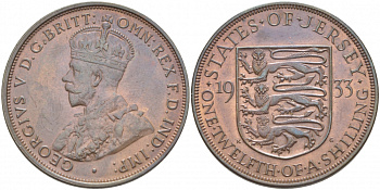Джерси 1/12 шиллинга 1933 Георг V (1910-1936) KM 16 бронза UNC 3996-245