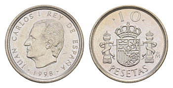 Испания 10 песет 1998 Хуан Карлос I (1975-2014) KM 1012 медно-никель UNC 4611-551