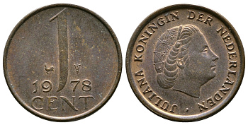 НИДЕРЛАНДЫ 1 ЦЕНТ 1978 ЮЛИАНА KM 180 бронза 75-1524