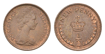 Великобритания 1/2 пенни 1976 Елизавета II (1952-2022) KM 914, Spink 4239 бронза 4697-918
