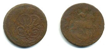 РОССИЯ 1 КОПЕЙКА 1760 медь 61-814