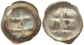 Польша, Торунь 1 ПФЕННИГ 1447-1492 БРАКТЕАТ, ЯГЕЛЛОНЫ, ВЕС 0,16 ГР. Gumowski 457 серебро 1517-1022