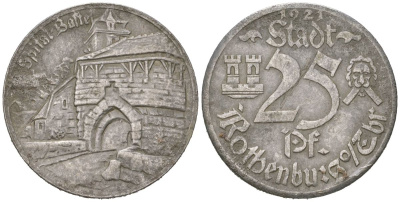 Ротенбург-об-дер-Таубер 25 пфеннигов 1921 Больница Бастай Funck 453.7i, Men18 27506.10 железо 46-2616