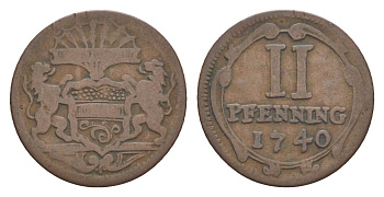 Мюнстер 2 пфеннига 1740 KM 337 медь 633-1113