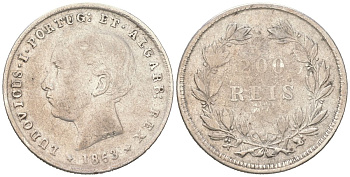 Португалия 200 реалов 1863 Луиш I (1861-1889) KM 507 серебро 4617-149