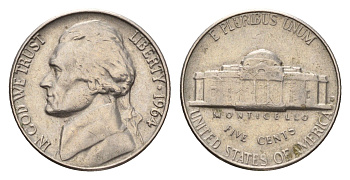 США 5 центов 1964 Джефферсон KM A192 медно-никель 4685-516