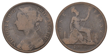 Великобритания 1 пенни 1880 Виктория (1837-1901) KM 755, Spink 3955 бронза 79-246