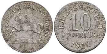 Брауншвейг 10 пфеннигов 1918 Funck 56.2A, Men05 3454.3, Men18 4388.3, Jeger 3a железо 99-943