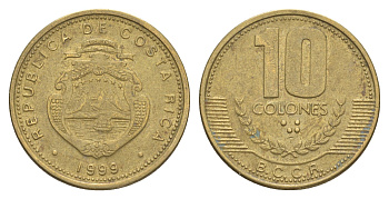 Коста-Рика 10 колонов 1999 KM 228a.1 алюминиевая бронза 4635-1256