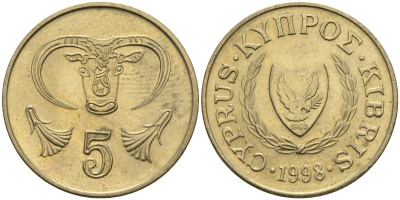 Кипр 5 центов 1998 KM 55.3 никель латунь 4141-1053