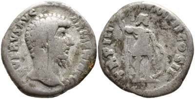 Римская Империя денарий 163-164 Луций Вер fine RIC 514 серебро 270-442