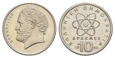 Греция 10 драхм 1986 Демокрит KM 132 медно-никель UNC 4573-1245