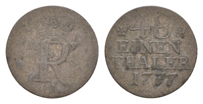 Пруссия 1/48 талера 1777 A, Фридрих II (1740-1786) KM 327 серебро 4655-135