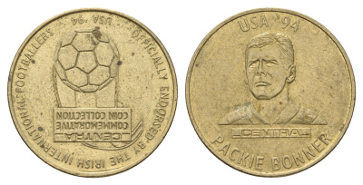 Ирландия медаль из серии игроки сборной Ирландии на чемпионате Мира 1994 в США - Паки Боннер 1994 диаметр 26,5 мм, вес 9,2 гр никель латунь 4128-734