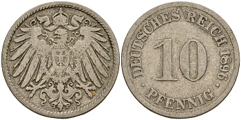 Германия 10 пфеннигов 1896 D J. 13,  KM 12 медно-никель    4603-516