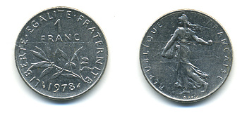 ФРАНЦИЯ 1 ФРАНК 1978 СЕЯТЕЛЬ KM 925.1 никель 86-1816