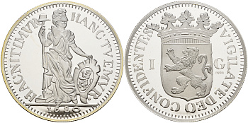 Нидерланды медаль ND Нидерланды 1 гульден 1680, РЕПЛИКА серебро PROOF 1071-7-23