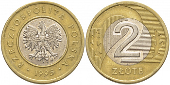 Польша 2 злотых 1995 MW KM 283 биметалл 175-1214