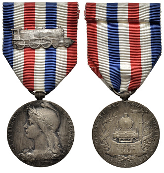 Франция медаль 1936 почетному железнодорожнику 3831-621