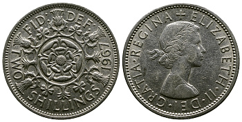 Великобритания 2 шиллинга (флорин) 1967 Елизавета II (1952-2022) KM 906, Spink 4146 медно-никель 4382-743
