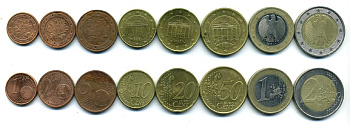 ГЕРМАНИЯ ЕВРОНАБОР ИЗ 8 МОНЕТ 2002 (1, 2, 5, 10, 20, 50 ЕВРОЦЕНТОВ, 1, 2 ЕВРО) N3-31