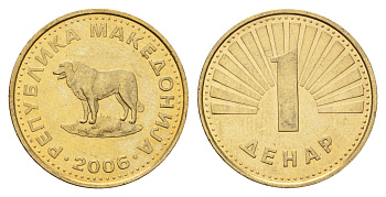 Македония 1 денар 2006 KM 2 медь цинк никель UNC 212-1013