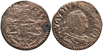 Польша 3 сольди (1 грош) 1755 H, Август III (1733-1763) KM 147.2 медь 116-843