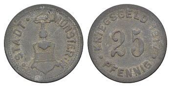Мюнстер в Вестфалии 25 пфеннигов 1917 Funck 350.2A, Men18 22667.3 цинк 4643-869