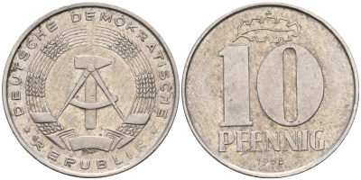 ГДР 10 пфеннигов 1968 А KM 10 алюминий    4161-1254
