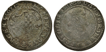 Силезия-Легница-Бжег 24 крейцера 1621 Георг Рудольф (1602-1653), вес 4,38 гр. Fr.u.S. 1625 серебро 1516-643