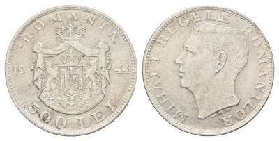 Румыния 500 лей (леев) 1944 Михай I (1940-1947) KM 65 серебро 58-1021