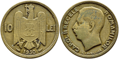Румыния 10 леев 1930 Кароль II (1930-1940) KM 49 никель латунь 4388-113